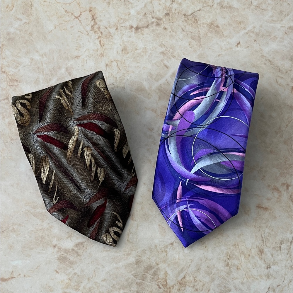 Elegant Men's Tie Set - Yellow, Brown, and Purple